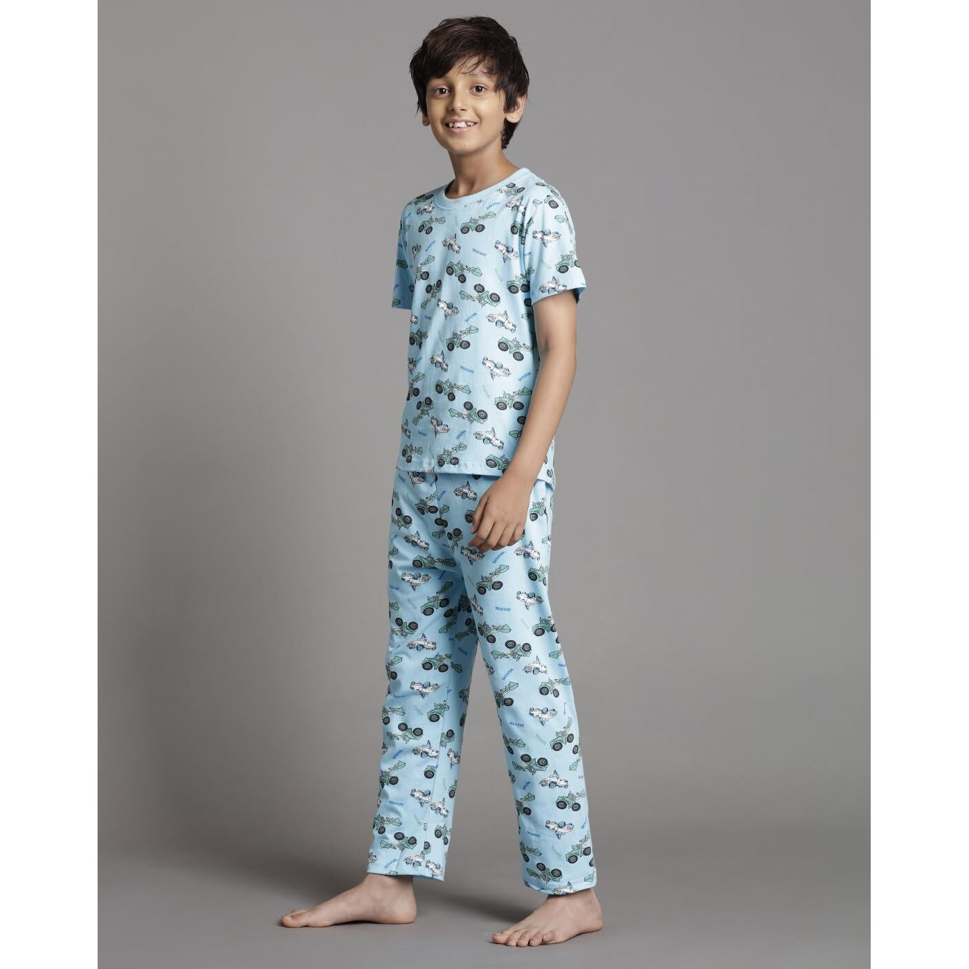 T2F Boy's Cotton Pajama Set Blue