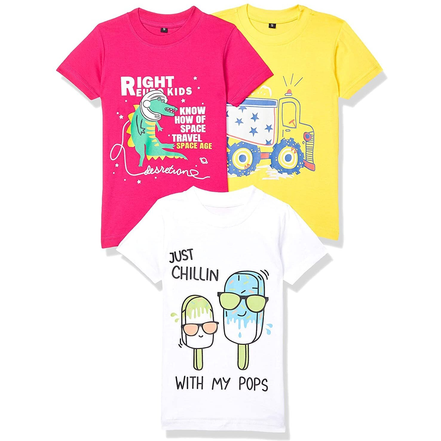 T2F Boy's T-Shirt (Bys-Tsrt-Sld-01_Combo 7_11-12 Years_Multicolour_11 Years-12 Years)