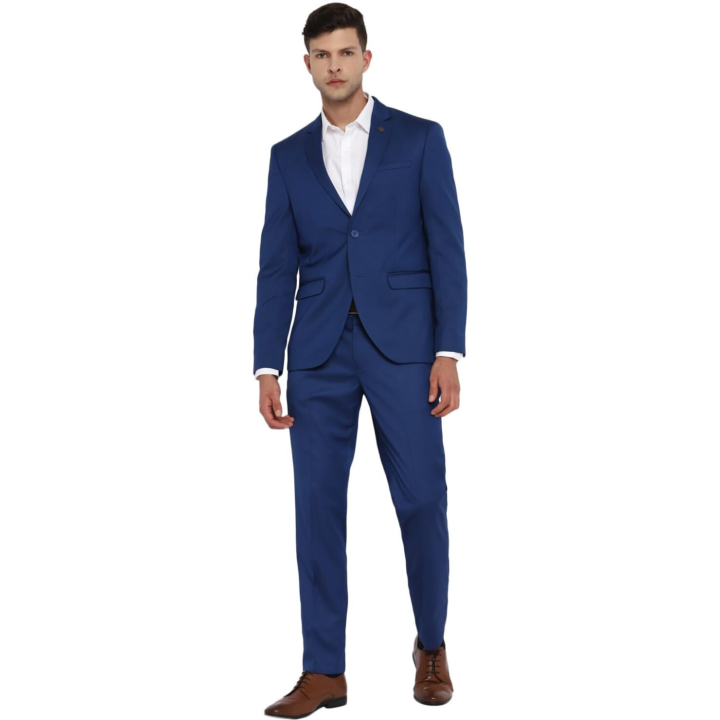 Turtle Men 100% Cotton Dobby Print Full Sleeve Two Piece Royal Blue Party Suit