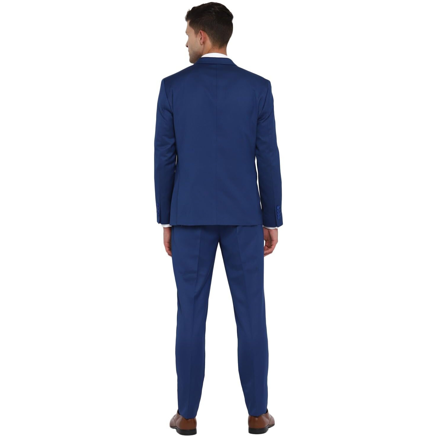 Turtle Men 100% Cotton Dobby Print Full Sleeve Two Piece Royal Blue Party Suit