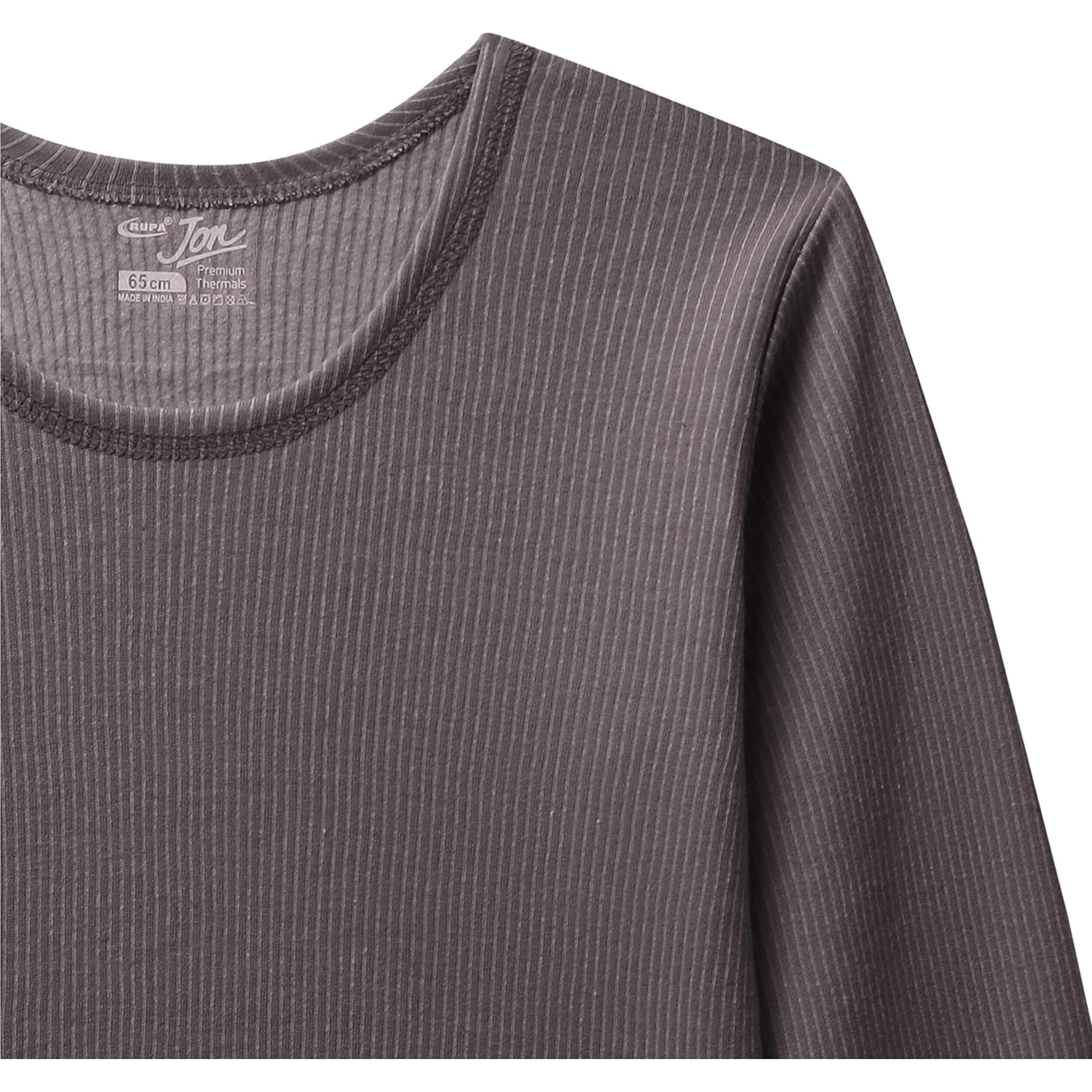 Rupa Jon Winter Thermal Top For Kids Unisex In Cotton Blend |Round Neck Inner Thermal Wear | Full Sleeves And Snug Fit | Premium Thermal Vest | Regular Fit | Pack Of 1 Grey