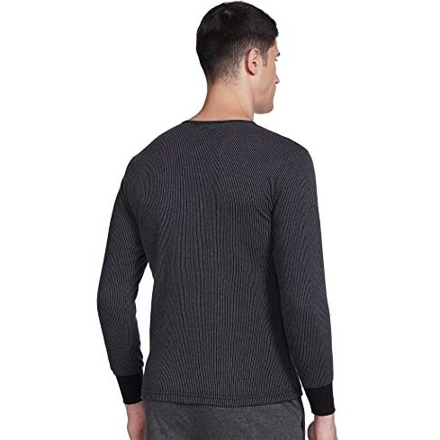 Rupa Jon Winter Thermal Top For Men In Cotton Blend |Round Neck Inner Thermal Wear | Full Sleeves And Snug Fit | Premium Thermal Vest | Regular Fit | Pack Of 1 Black