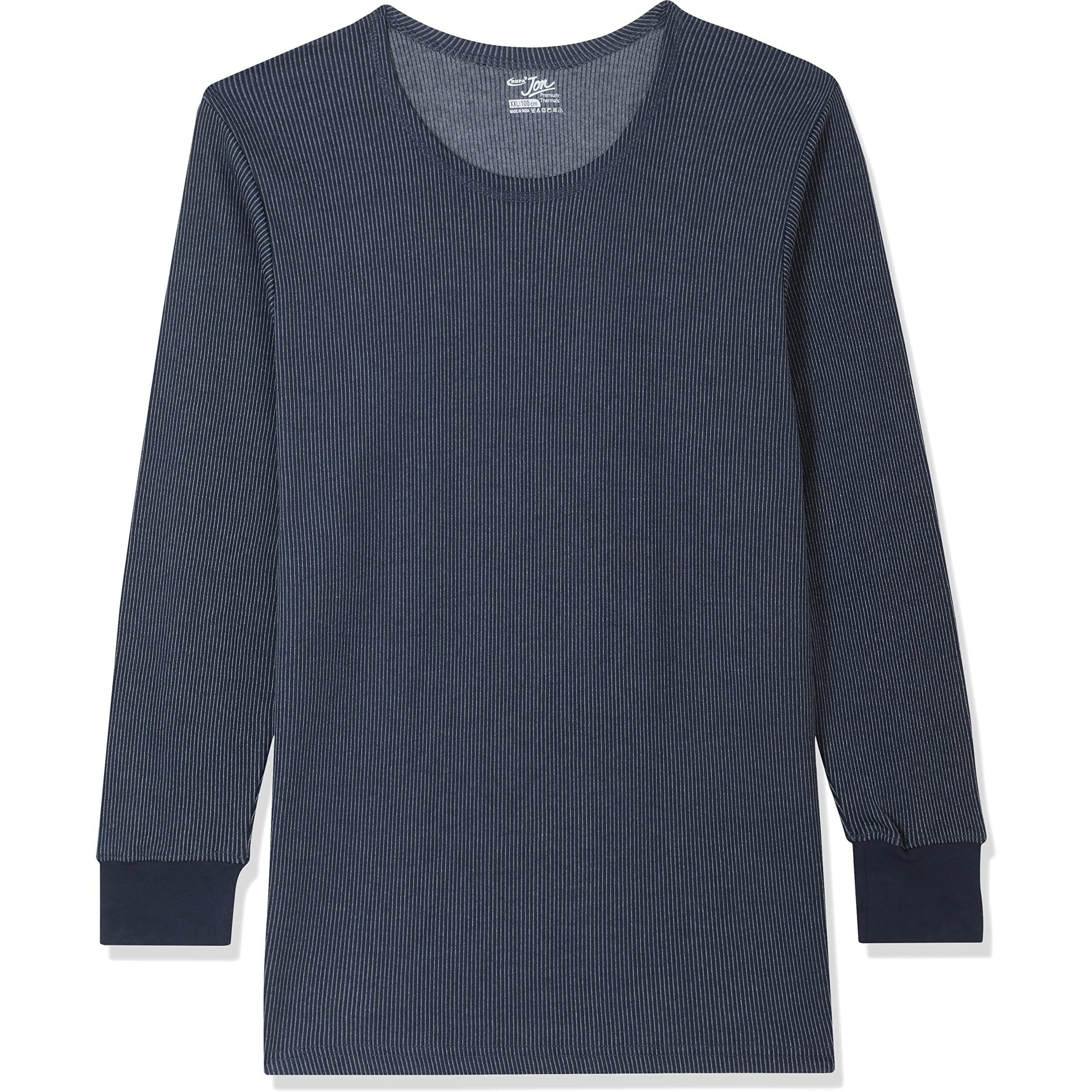 Rupa Jon Winter Thermal Top For Men In Cotton Blend |Round Neck Inner Thermal Wear | Full Sleeves And Snug Fit | Premium Thermal Vest | Regular Fit | Pack Of 1 Blue