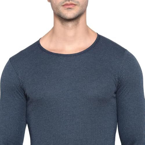 Rupa Jon Winter Thermal Top For Men In Cotton Blend |Round Neck Inner Thermal Wear | Full Sleeves And Snug Fit | Premium Thermal Vest | Regular Fit | Pack Of 1 Blue