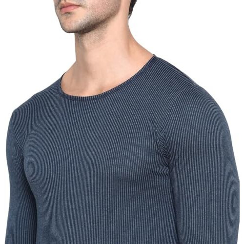 Rupa Jon Winter Thermal Top For Men In Cotton Blend |Round Neck Inner Thermal Wear | Full Sleeves And Snug Fit | Premium Thermal Vest | Regular Fit | Pack Of 1 Blue