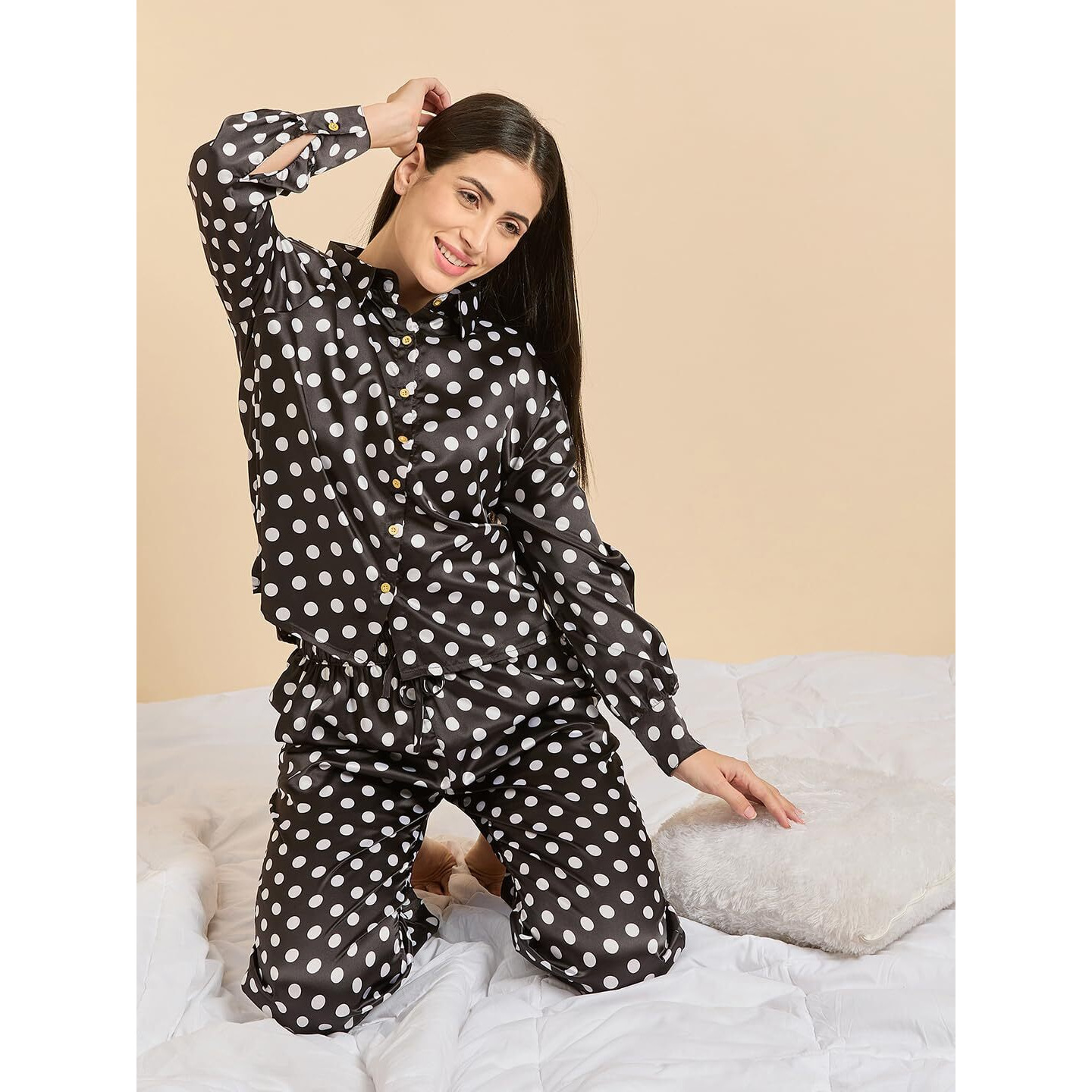 Sweet Dreams Women Printed 3 Piece Set Black