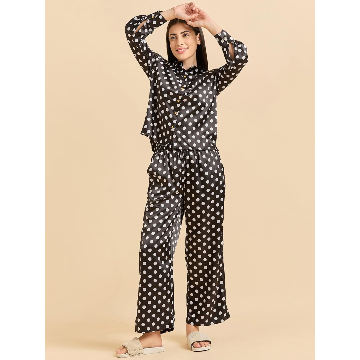 Sweet Dreams Women Printed 3 Piece Set Black