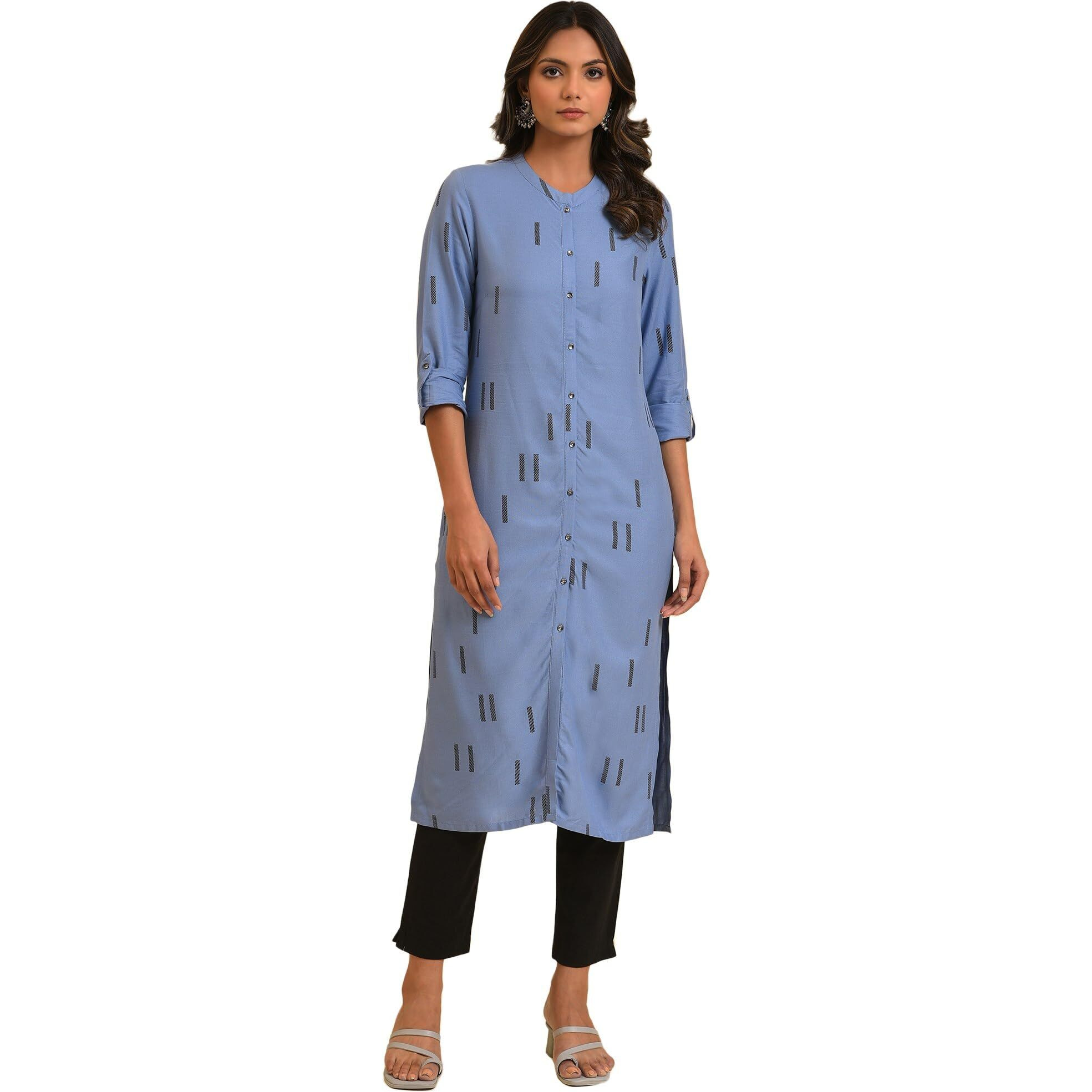 Blue Geometric Print Shirt Kurta & Pants Set