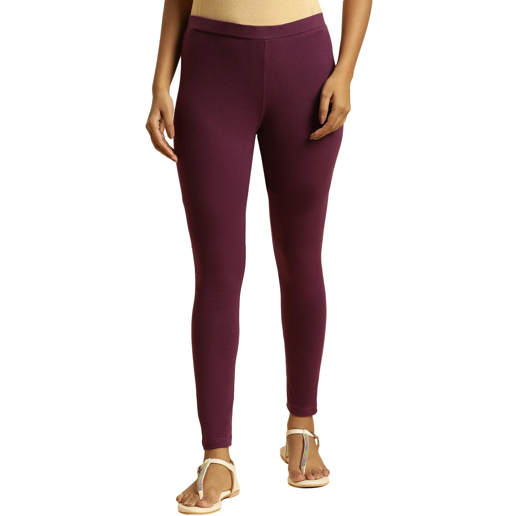 W For Woman Purple Cotton Jersey Lycra Tights_23Auw60105-220257_S