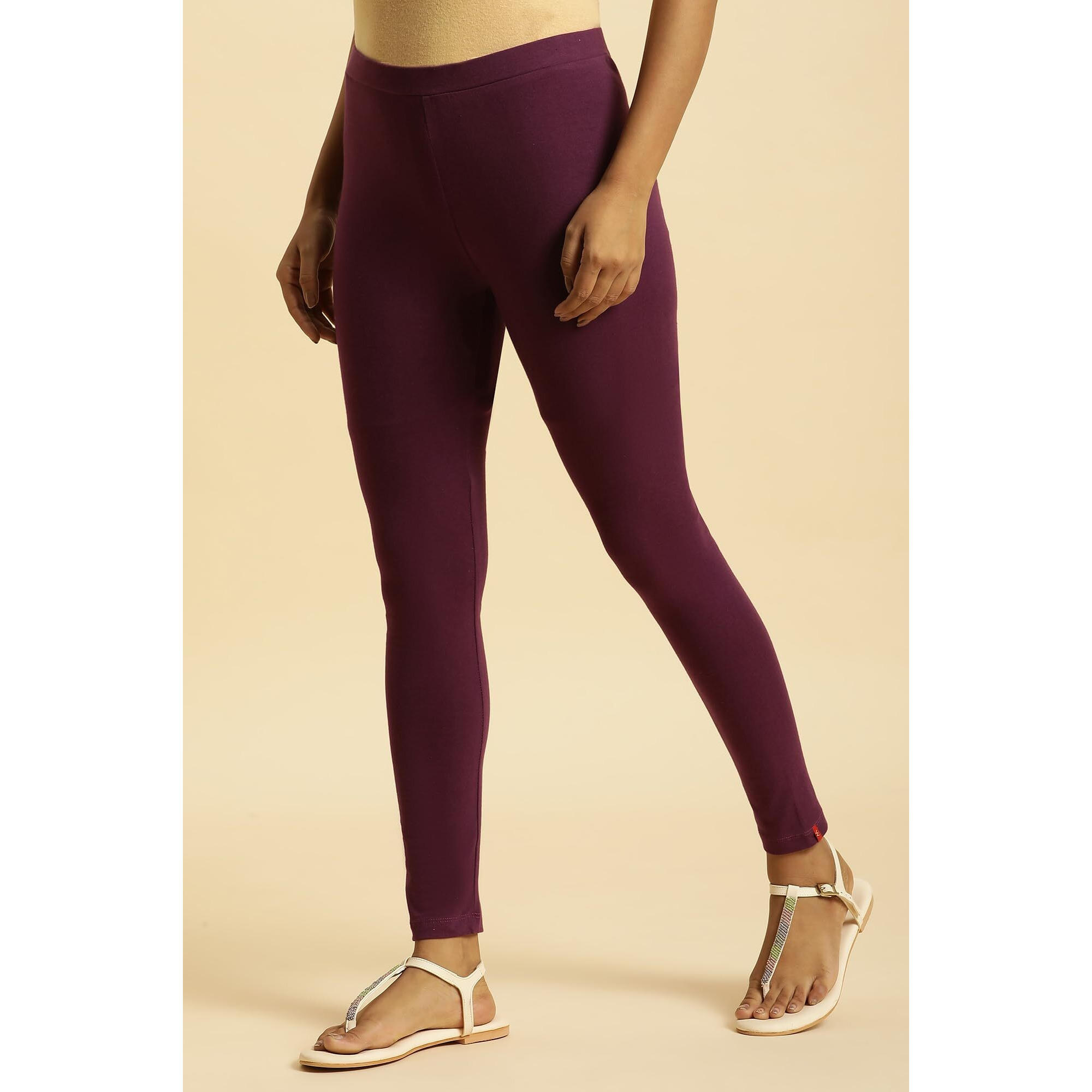 W For Woman Purple Cotton Jersey Lycra Tights_23Auw60105-220257_S