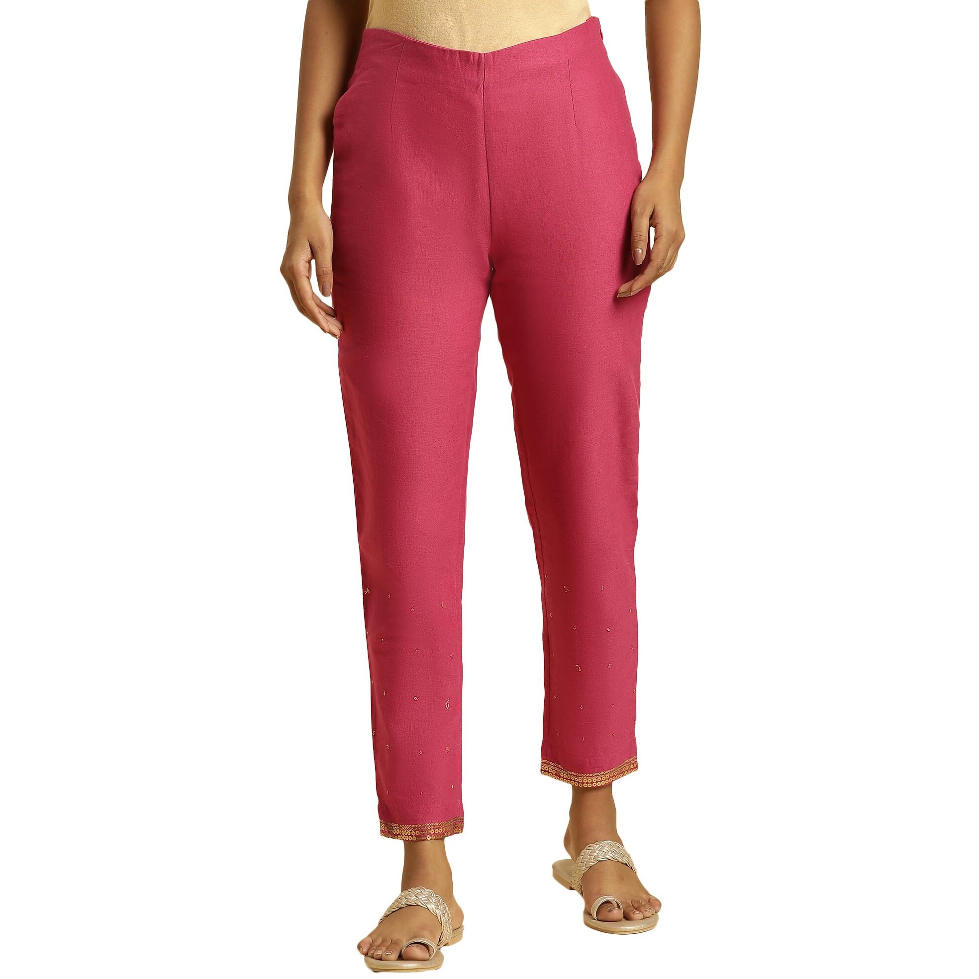 W For Woman Women's Slim Pant (23Auw62659-220546_Raspberry Pink_16)