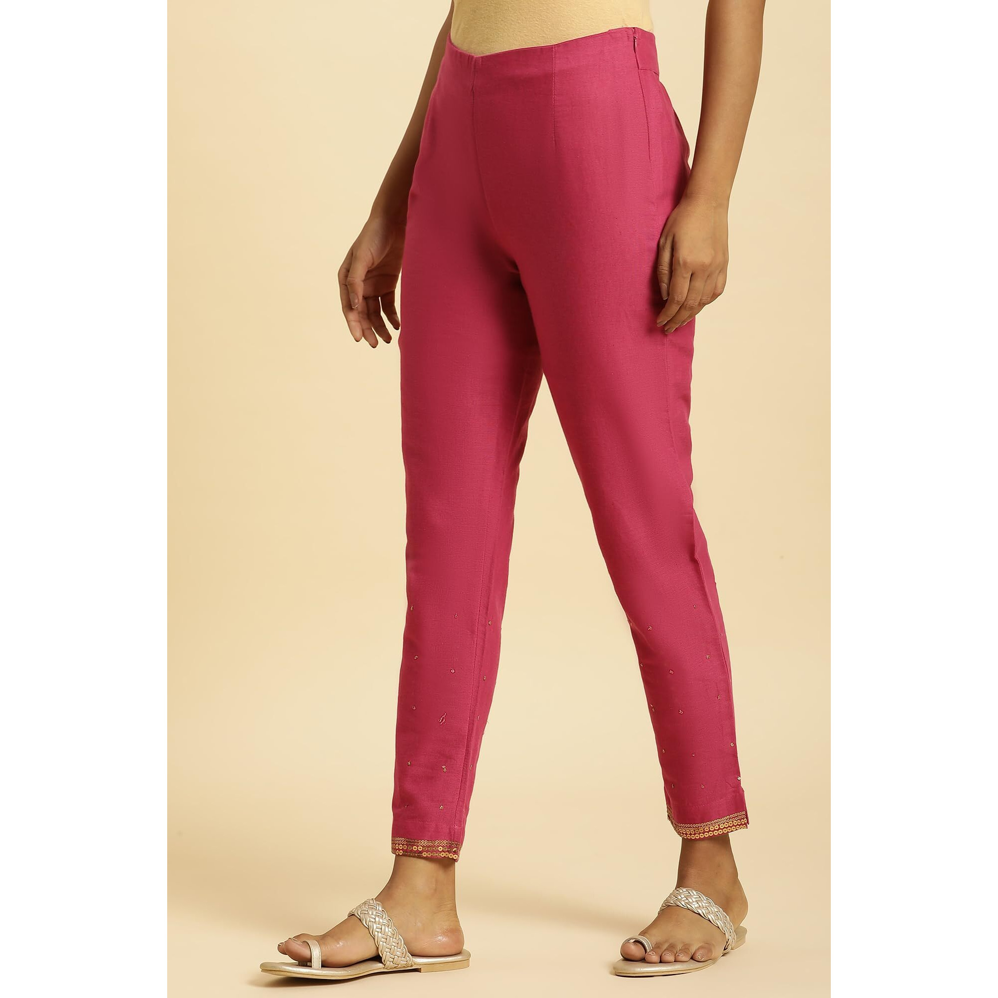 W For Woman Women's Slim Pant (23Auw62659-220546_Raspberry Pink_16)