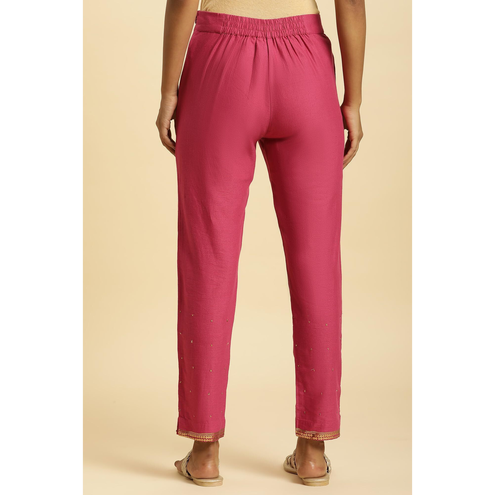 W For Woman Women's Slim Pant (23Auw62659-220546_Raspberry Pink_16)