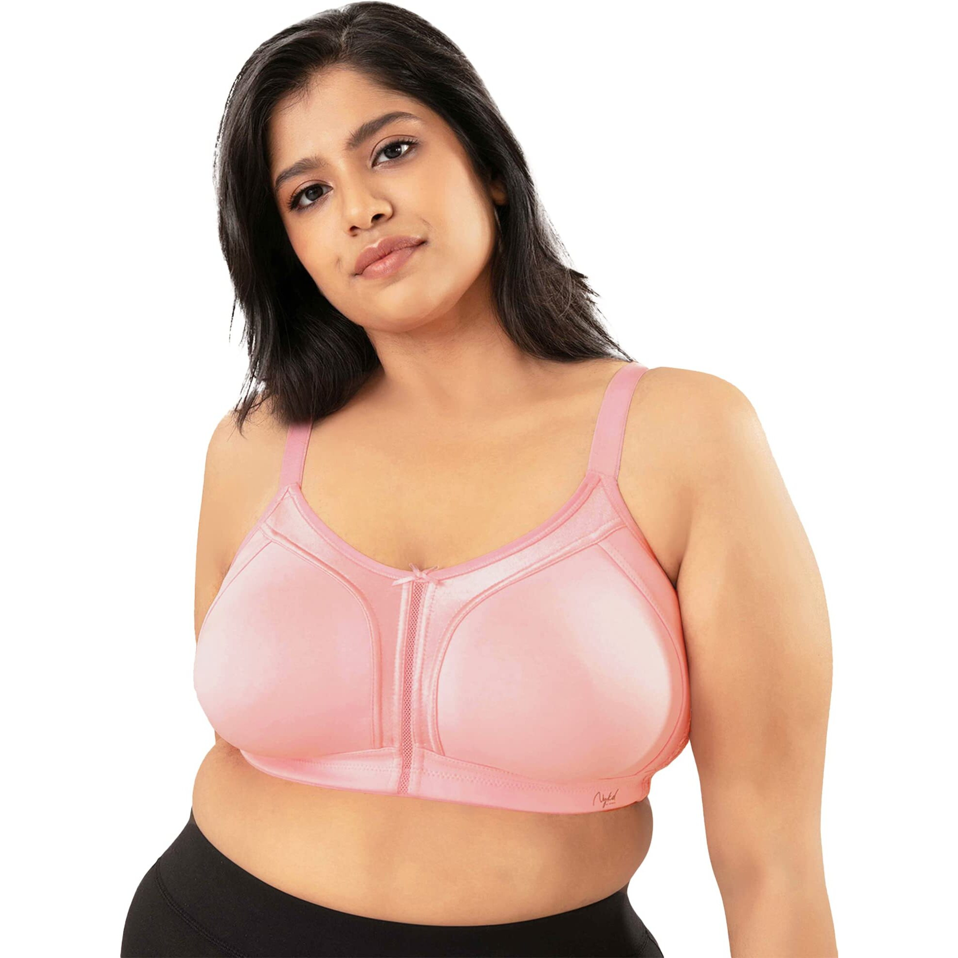 Nykd (Nyb101) Cotton Non Padded & Non Wired Everyday Bra For Women | M-Frame Structure For Bounce Control With Full Coverage & Super Soft Wide Straps - Coral