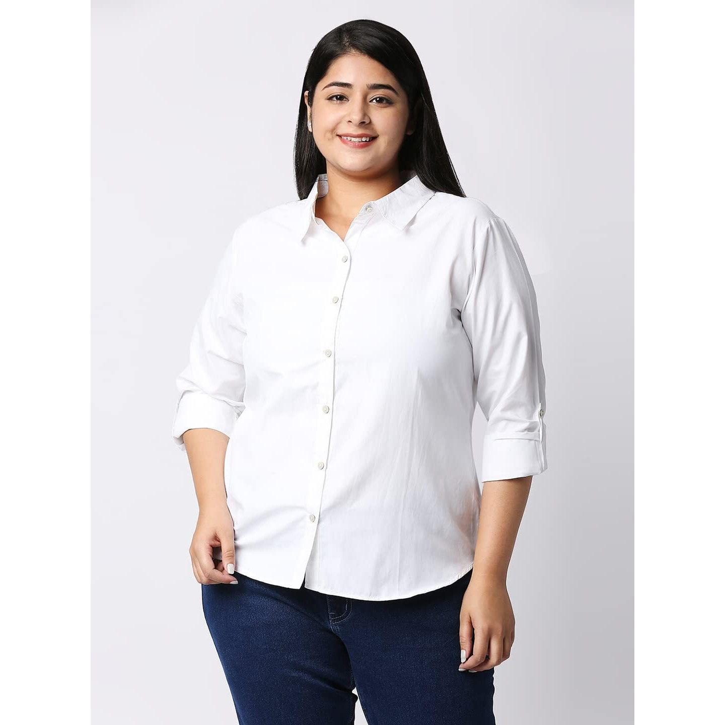 Style Quotient Women White Solid Poly Cotton Regular Formal Shirt