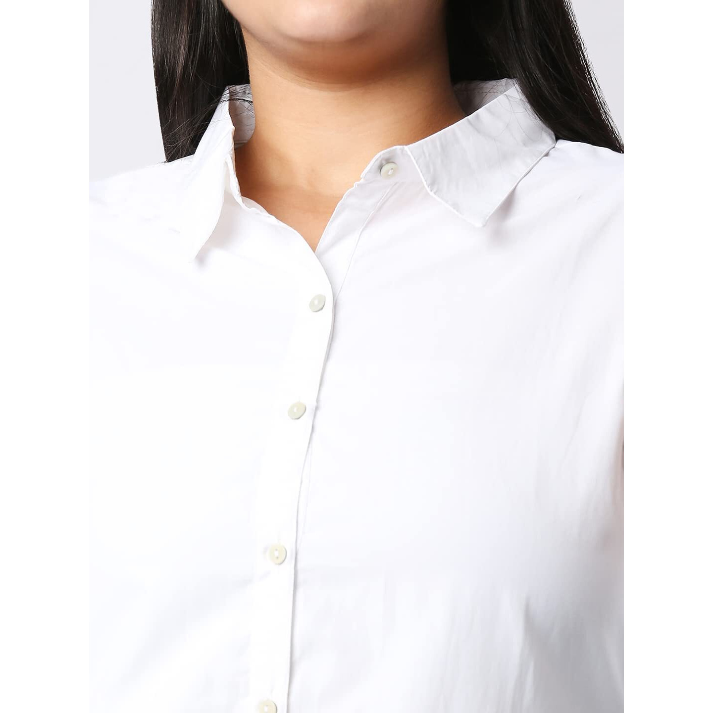 Style Quotient Women White Solid Poly Cotton Regular Formal Shirt