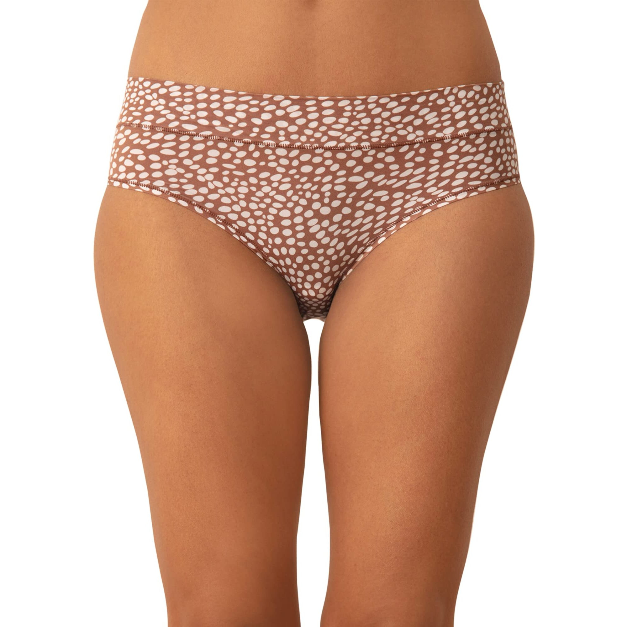 Nykd (Nyp342 Nylon Printed Super Stretch Hipster Panty Underwear For Women | Ultra-Soft Fabric With Smooth Elastic Waistband | Gentle On Skin With No Marks | Perfect For Everyday Wear - Brown