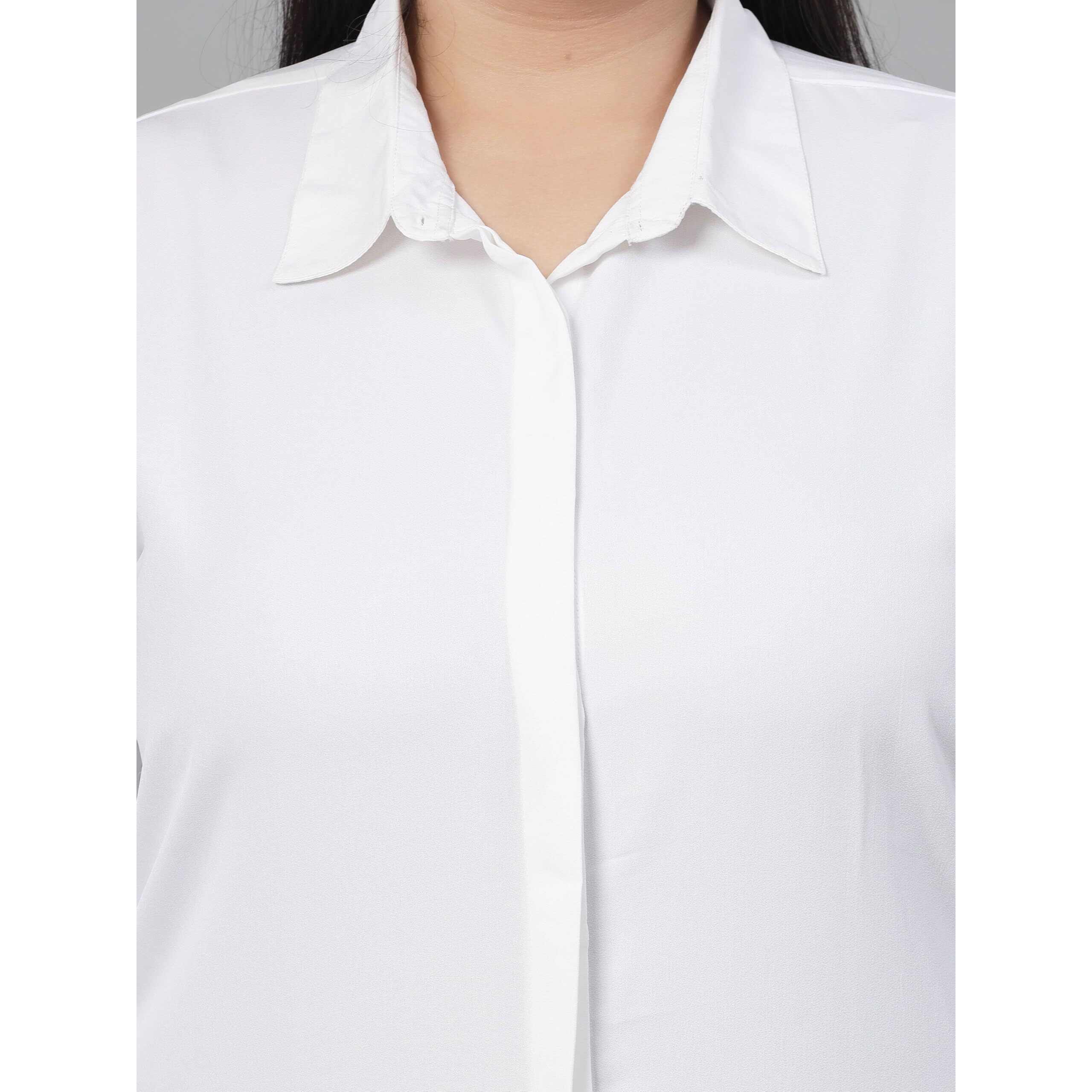 Style Quotient Plus Women White Solid Formal Shirt