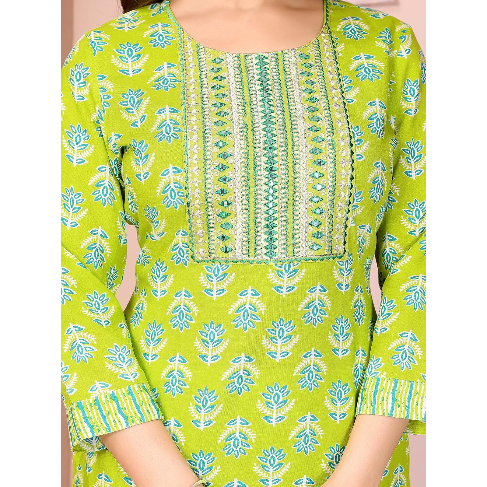 Rangita Green Rayon Embroidered Straight Calf Length Kurta With Pant | Kurta Set For Women_Xl