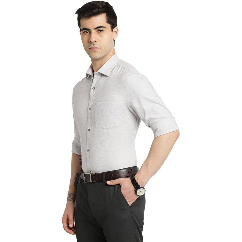 Turtle Men 100% Cotton Grey Solid Slim Fit Formal Shirts