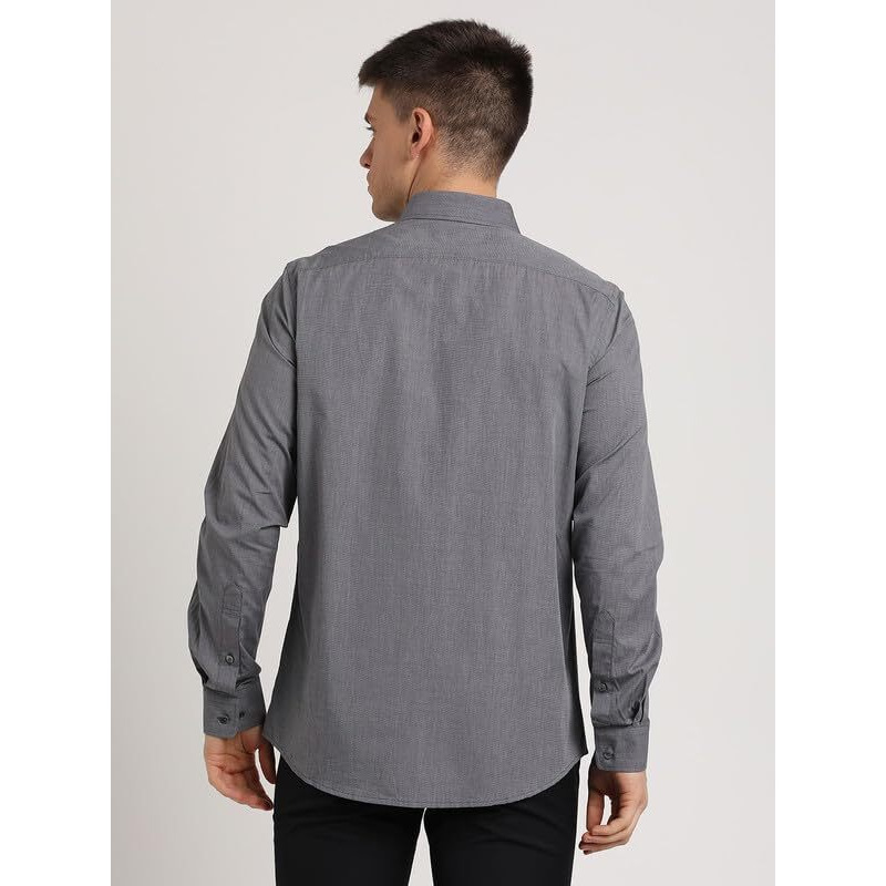 Turtle Men 100% Cotton Grey Solid Regular Fit Formal Shirt