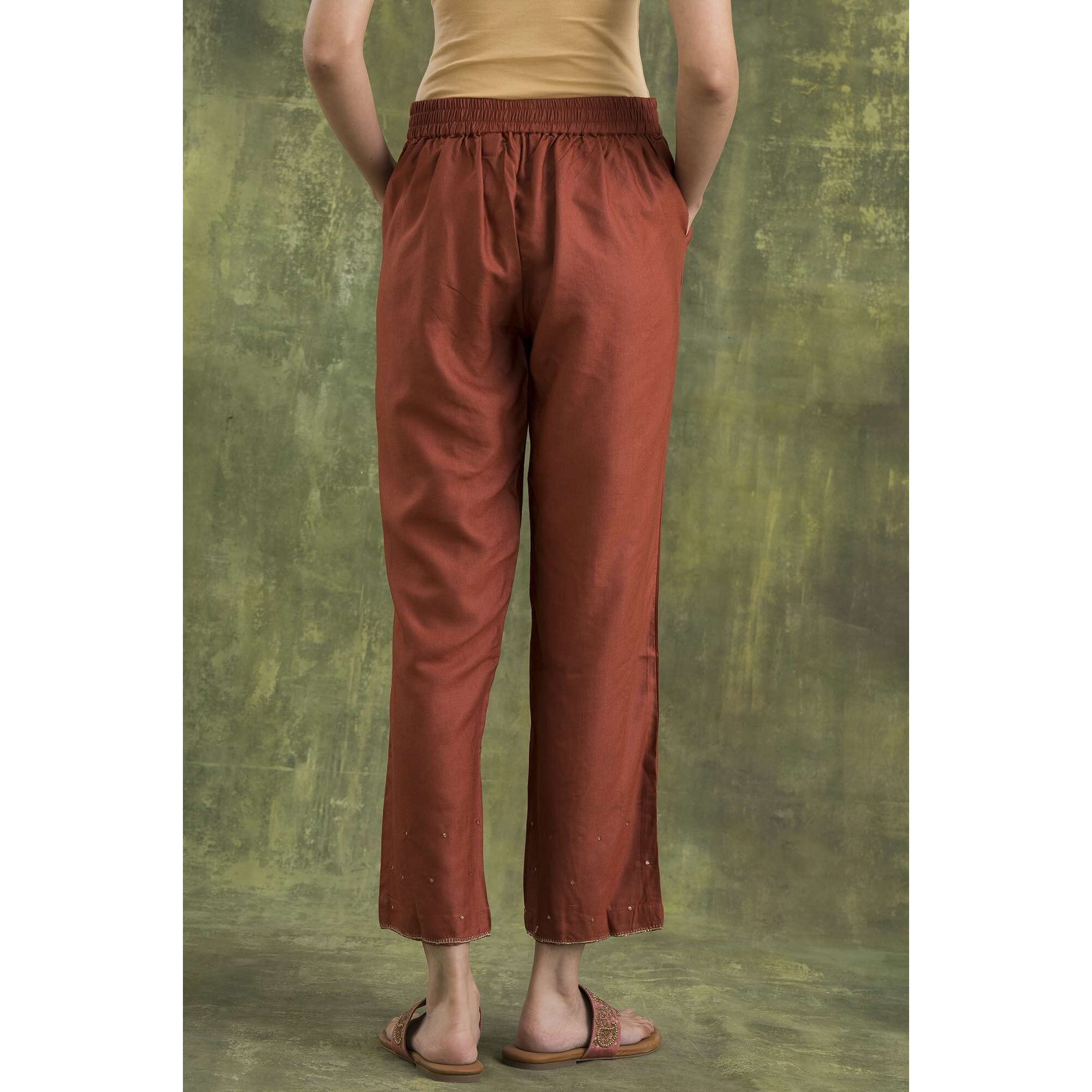 Folksong Strechable Straight Pants For Women | Trousers For Women | W For Woman