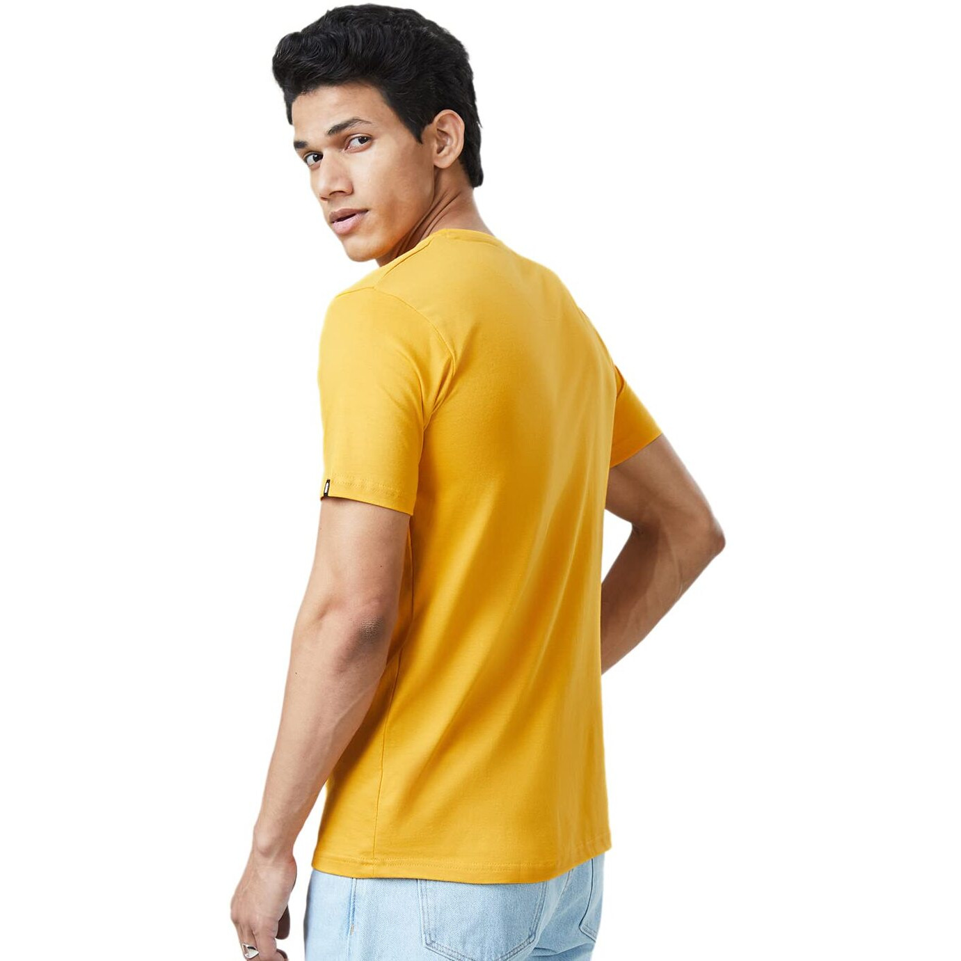The Souled Store Solid Mustard Yellow Men And Boys Short Sleeve Round Neck Regular Fit T-Shirts