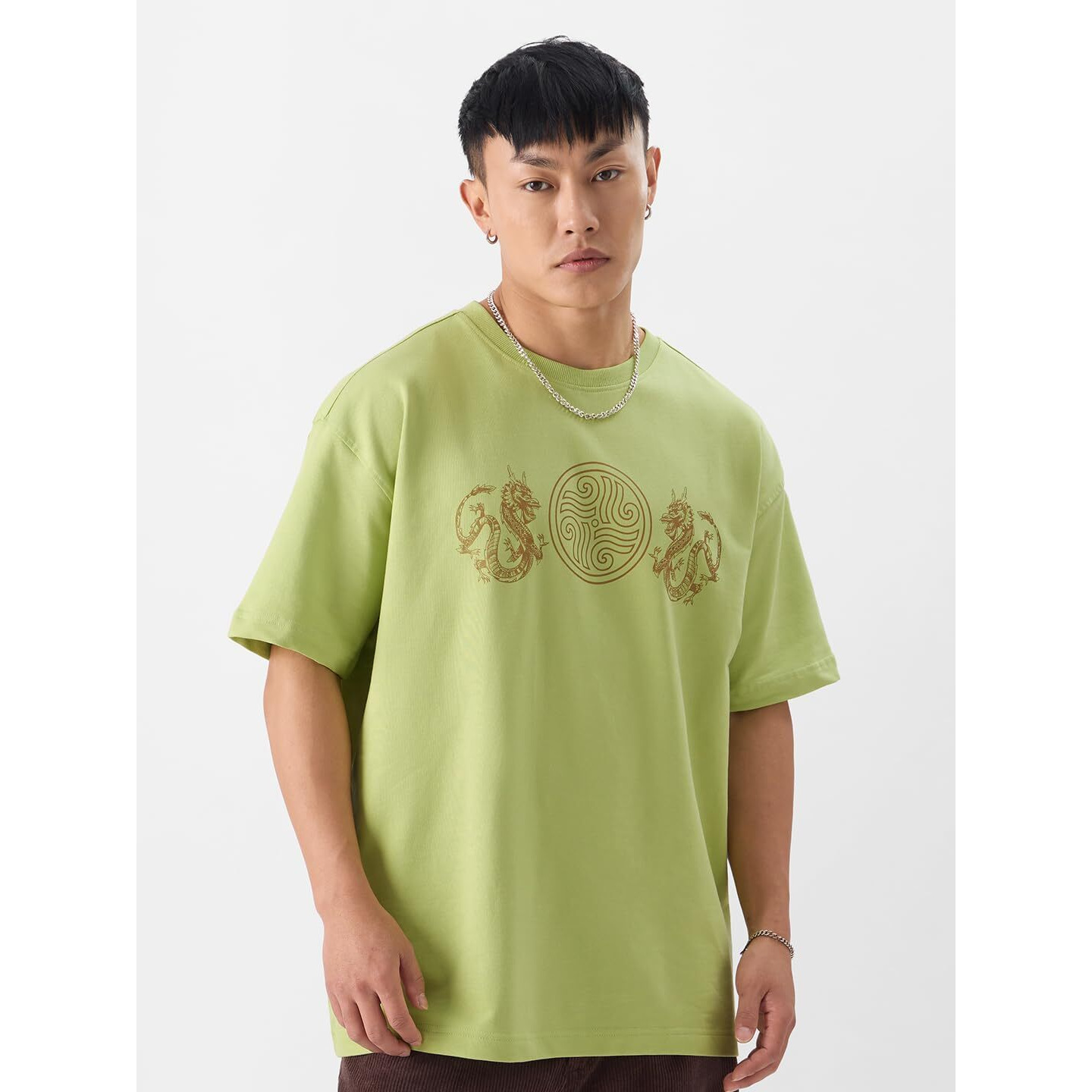 The Souled Store Avatar Make Tea Not War Oversized T-Shirts Green