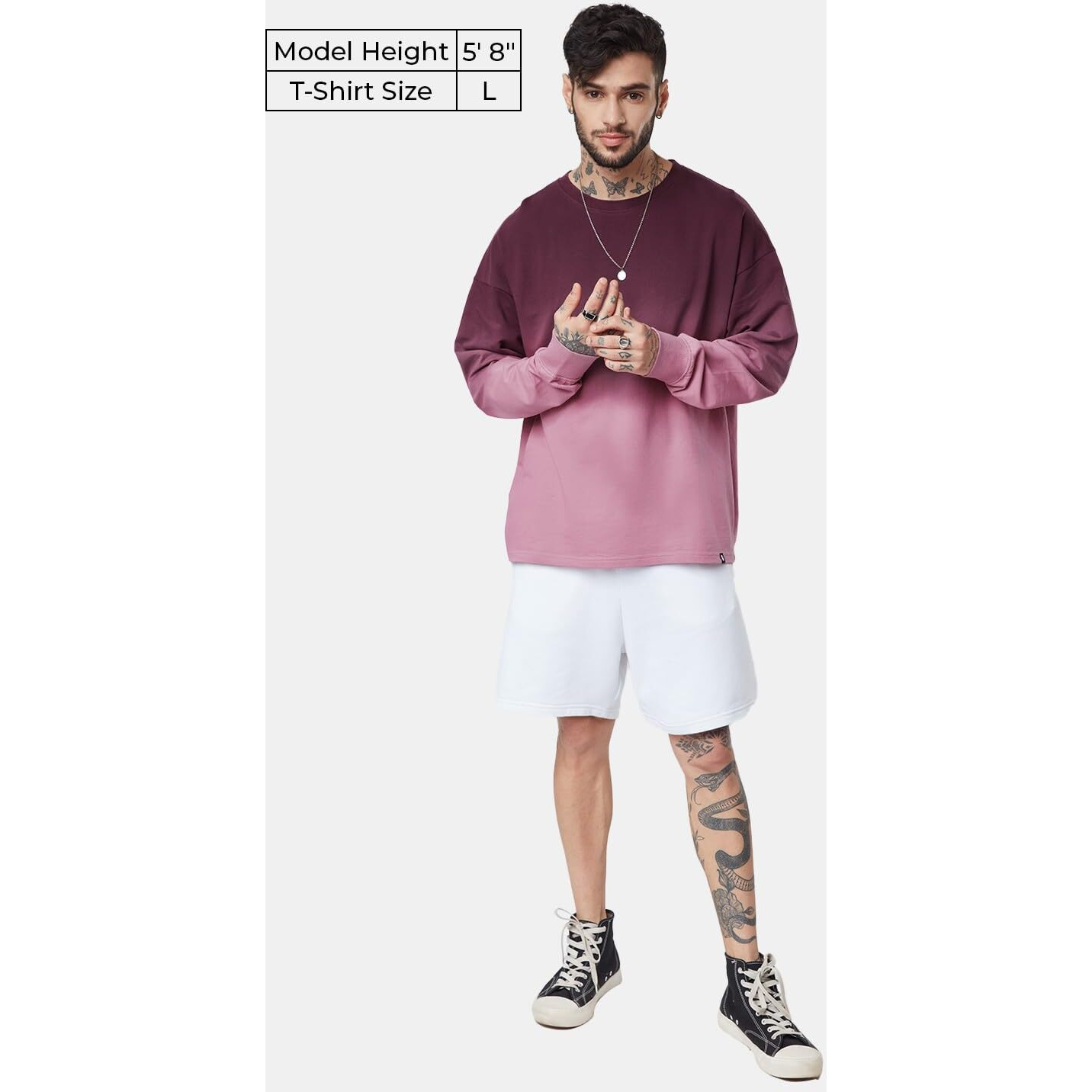 The Souled Store| Tie-Dye Grape Wine Mens And Boys T-Shirts|Full Sleeve|Oversized Fit Solid|80% Cotton 20% Polyester Multicolored Oversized Full Sleeve T-Shirts