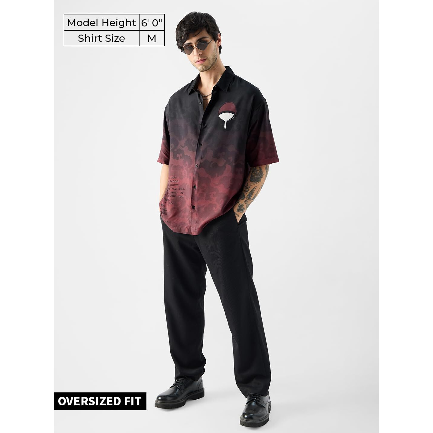 The Souled Store Official Naruto The Last Uchiha Mens Oversize Fit Half Sleeves Graphic Pattern Multi Color Shirt Cartoon 90S Shirts Casual Button-Down Half Sleeve Printed Graphic Short Sleeve