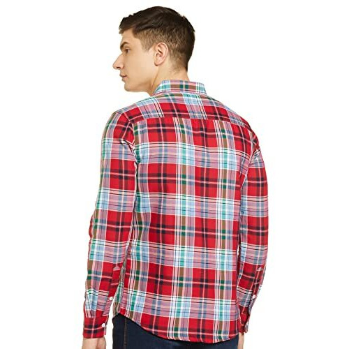 The Indian Garage Co Adult Men's Cotton Regular Fit Shirt (1021-Sh120-11_Red Xl)