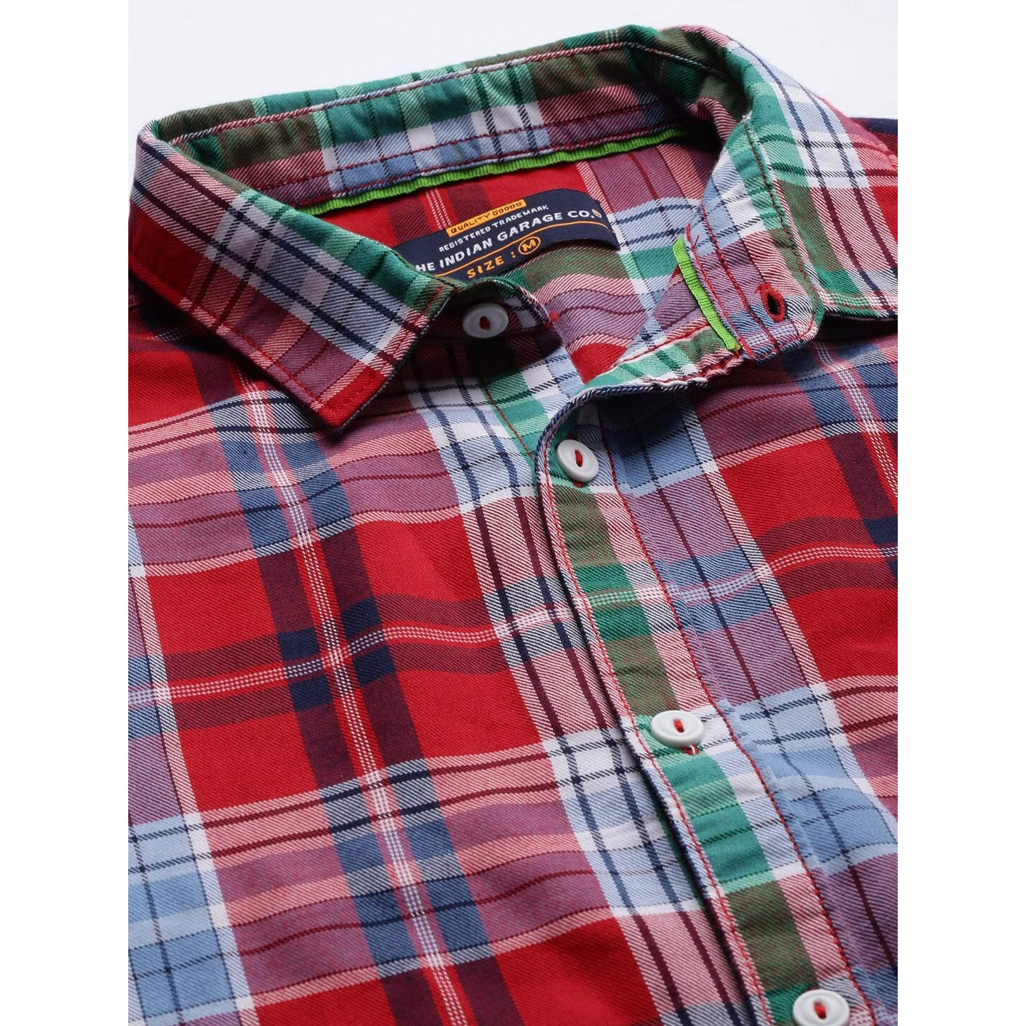 The Indian Garage Co Adult Men's Cotton Regular Fit Shirt (1021-Sh120-11_Red Xl)