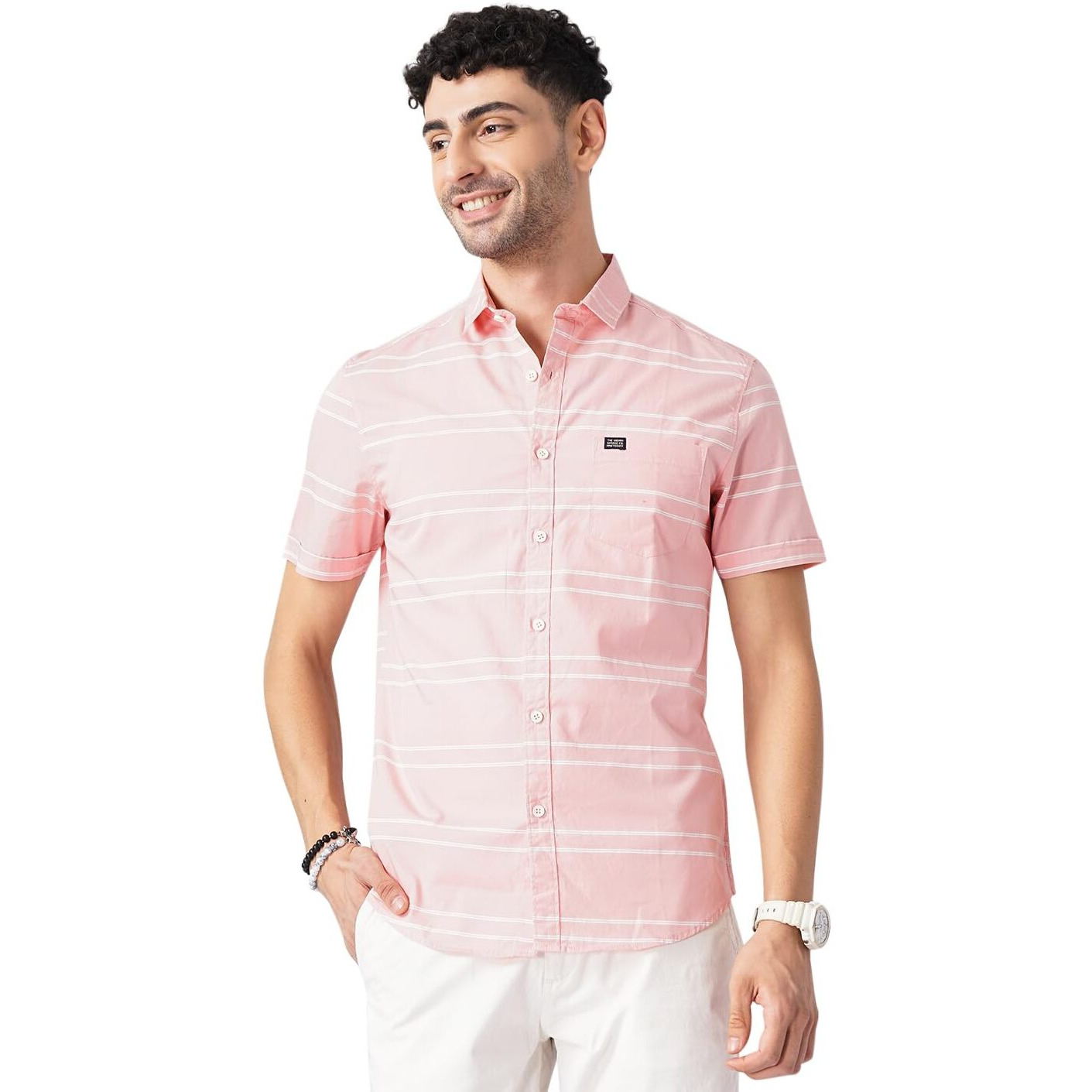 The Indian Garage Co Adult Men's Regular Fit Shirt (1021-Sh123-02_Pink 2Xl)