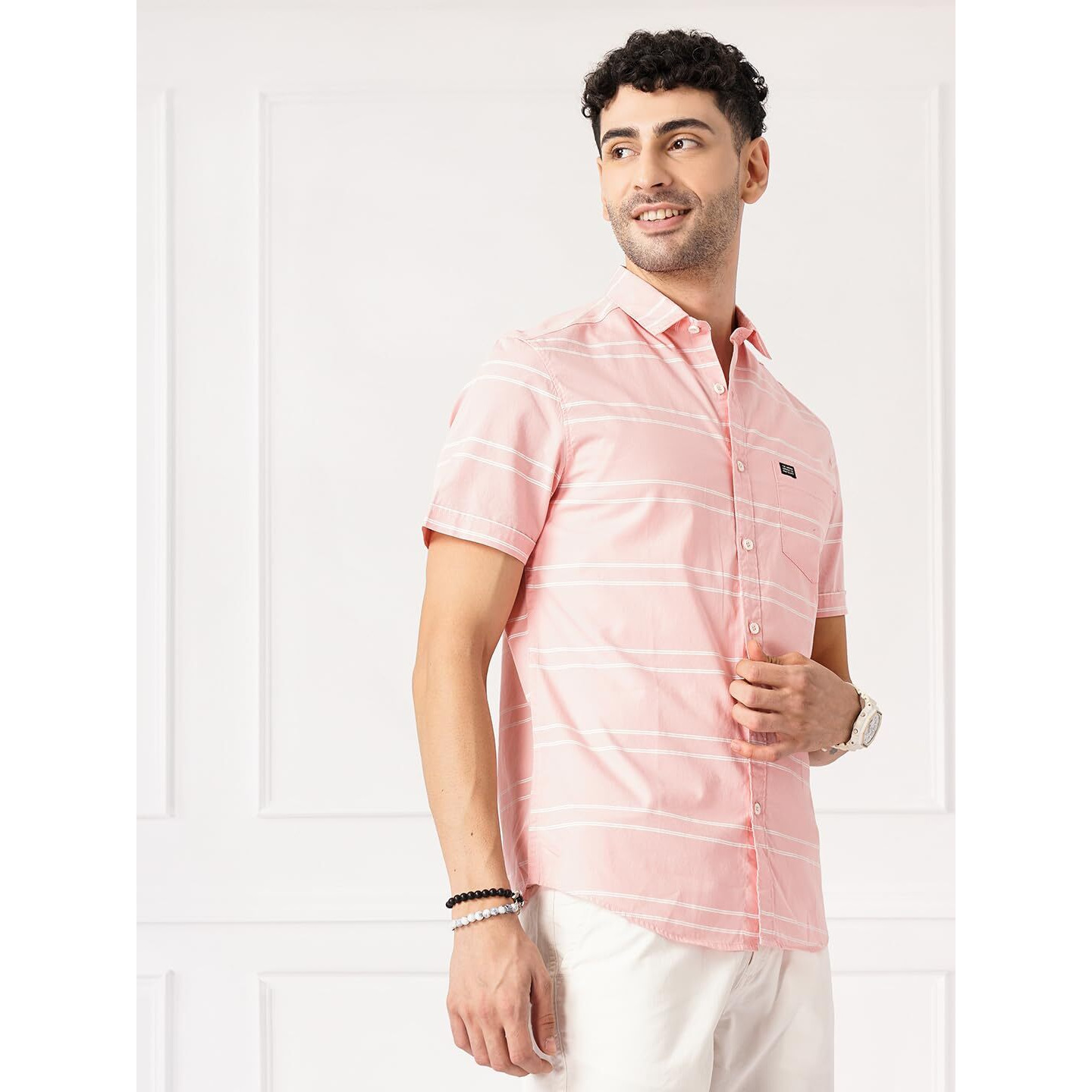 The Indian Garage Co Adult Men's Regular Fit Shirt (1021-Sh123-02_Pink 2Xl)