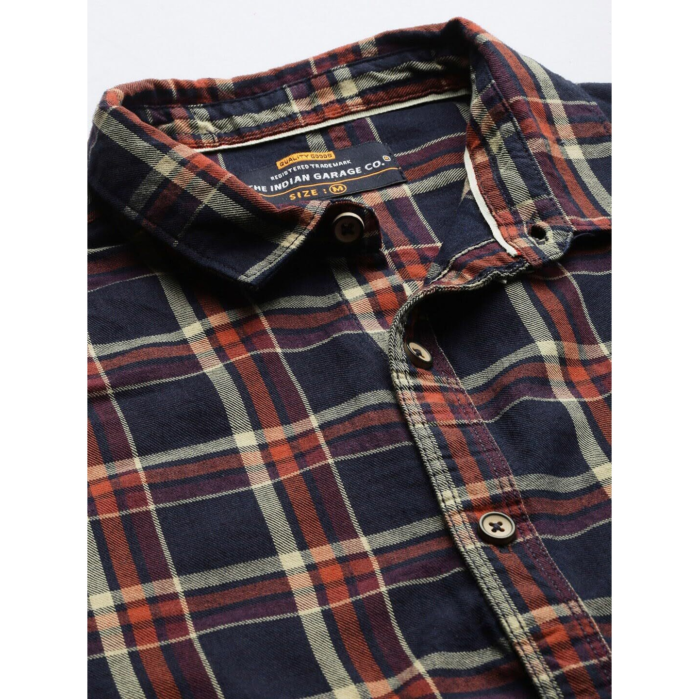 The Indian Garage Co Men's Regular Fit Shirt (1121-Sh125-35_Navy L)