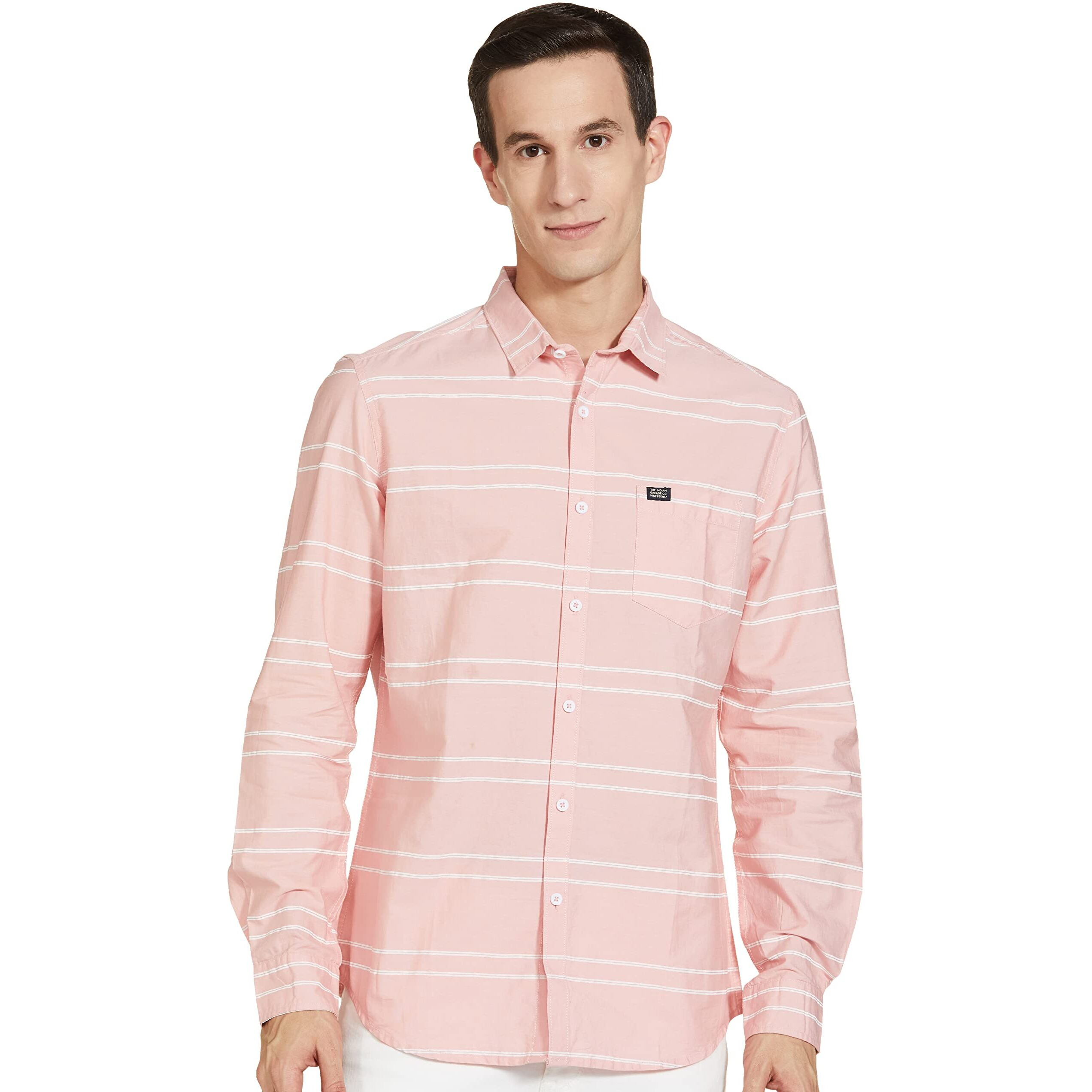 The Indian Garage Co Adult Men's Regular Fit Shirt (1021-Sh119-02_Pink M)
