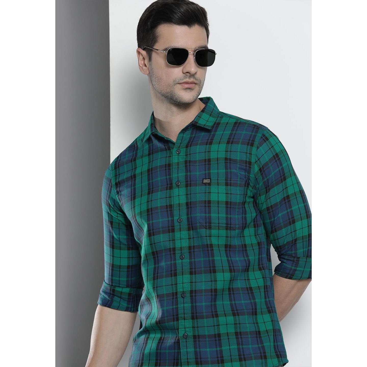 The Indian Garage Co Men's Slim Fit Shirt (1221-Sh151-37_Blue M)