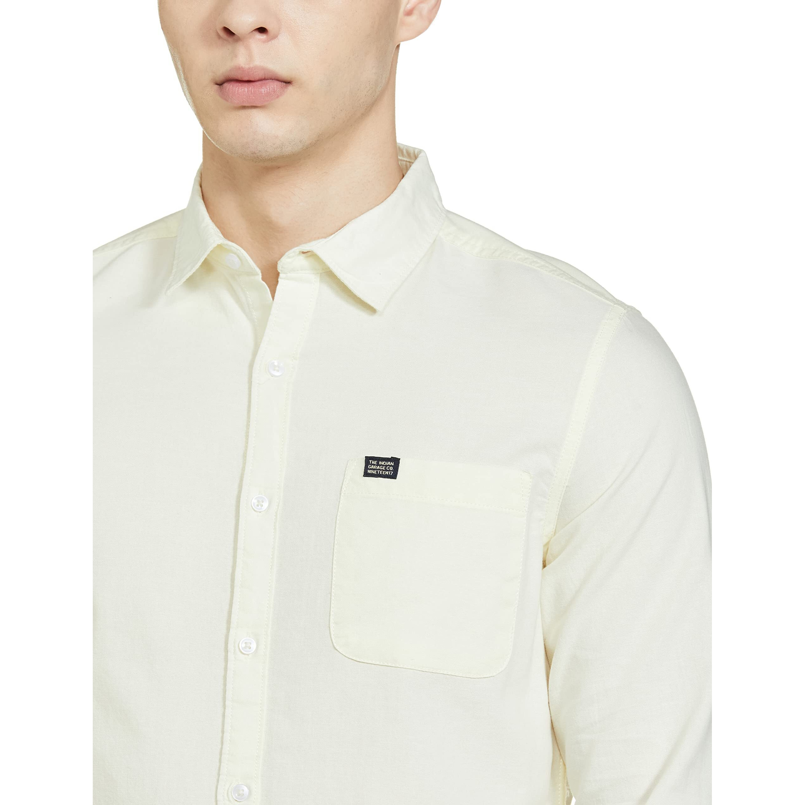 The Indian Garage Co Men's Slim Fit Shirt (0422-Shox195-05_Cream L)