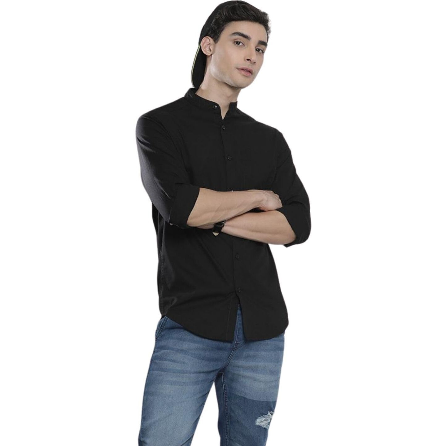 The Indian Garage Co Adult Men's Regular Fit Shirt (0522-Shpo251-06_Black Xl)