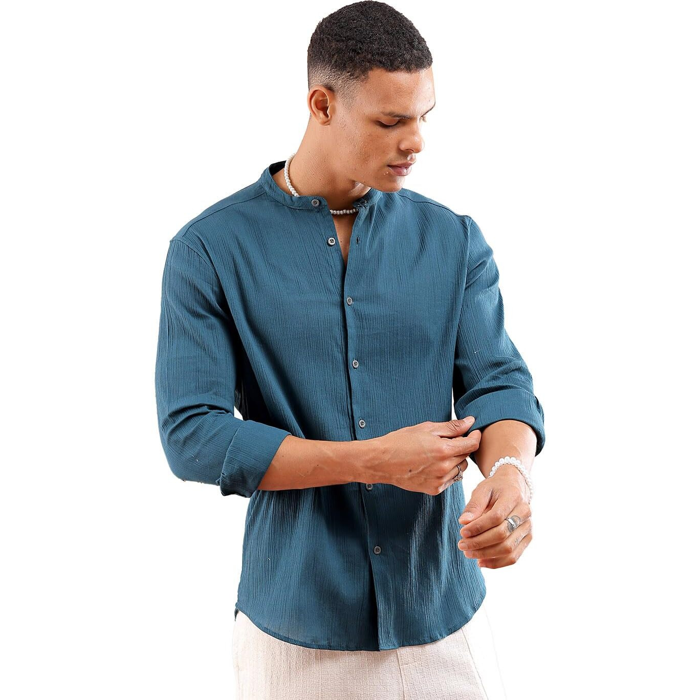 The Indian Garage Co Men's Slim Fit Shirt (0923-Shhtrs-03_Black