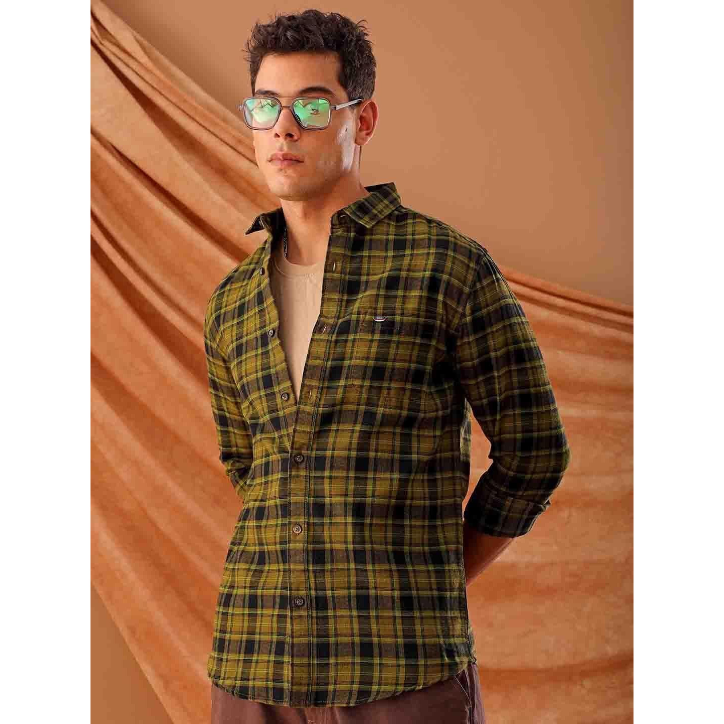 The Indian Garage Co Men's Slim Fit Shirt (1223-Shbcyd-07-02_Green