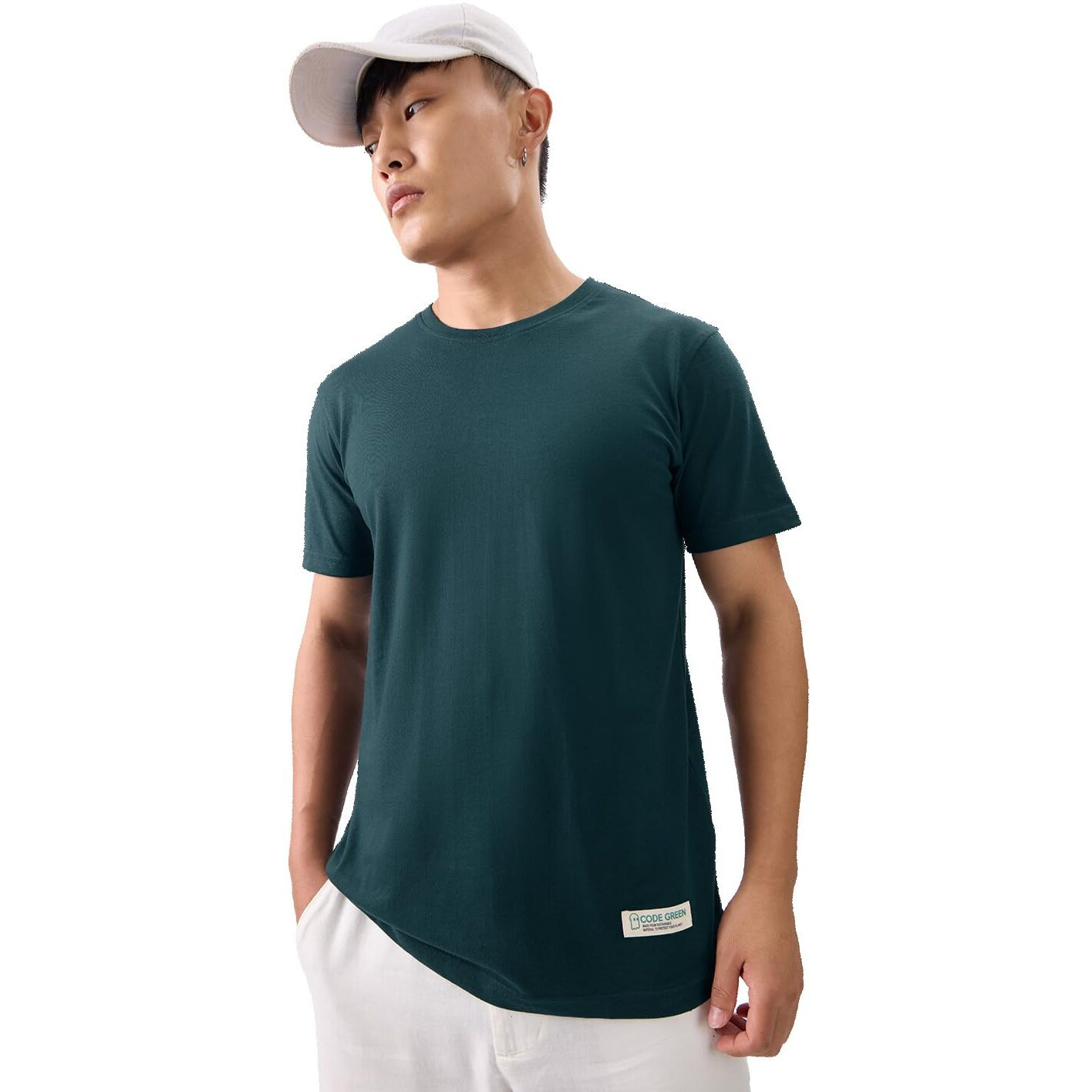 The Souled Store Solids Emerald Green Men And Boys Short Sleeves Round Neck Regular Fit Cotton T-Shirts