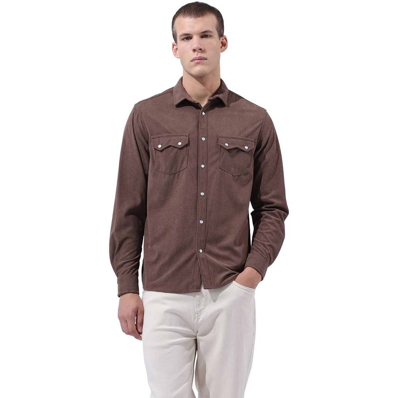 The Indian Garage Co Men's Regular Fit Shirt (1224-Shcdemst-02-2-Brown-M_Brown