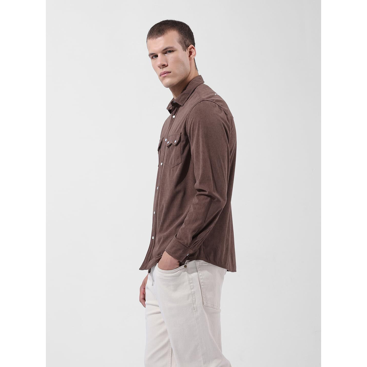 The Indian Garage Co Men's Regular Fit Shirt (1224-Shcdemst-02-2-Brown-M_Brown