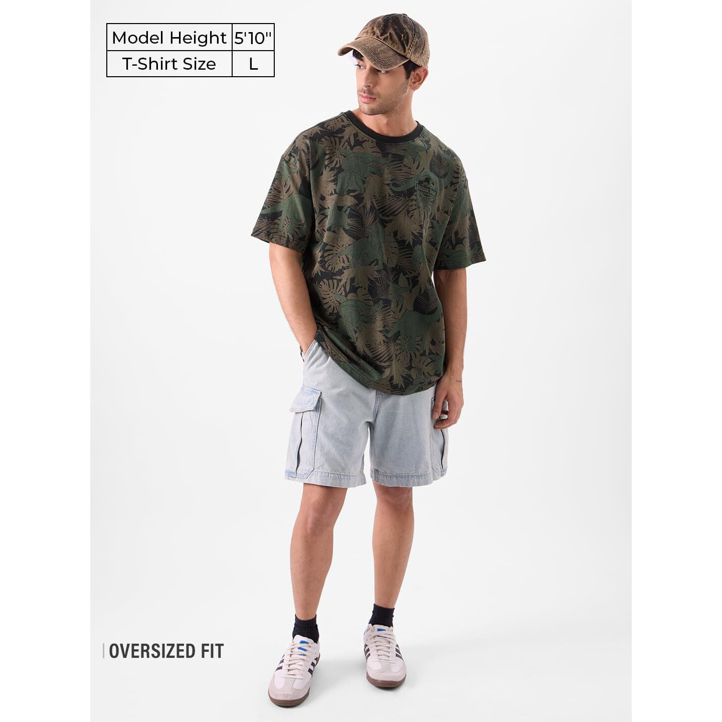 The Souled Store Official Jurassic Park Raptor Rumble Men And Boys Short Sleeves Round Neck All Over Printed Cotton Oversized T-Shirts