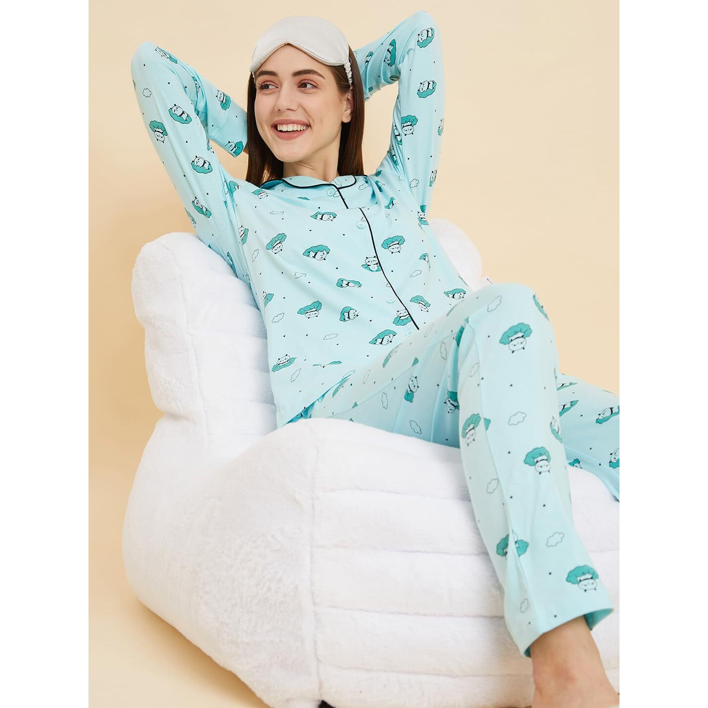 Sweet Dreams Women Printed Full Sleeves Pyjama Set