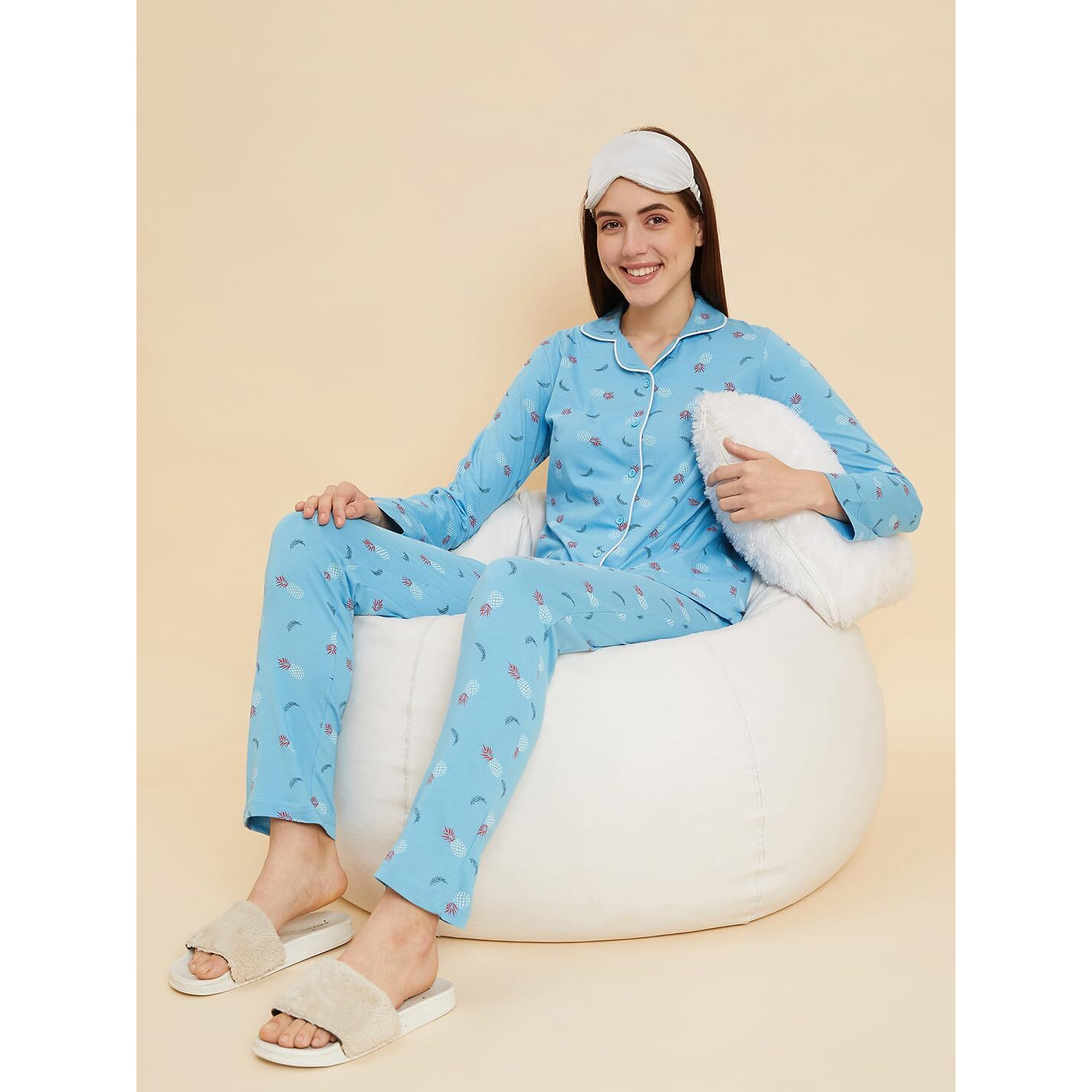 Sweet Dreams Women Printed Full Sleeves Pyjama Set
