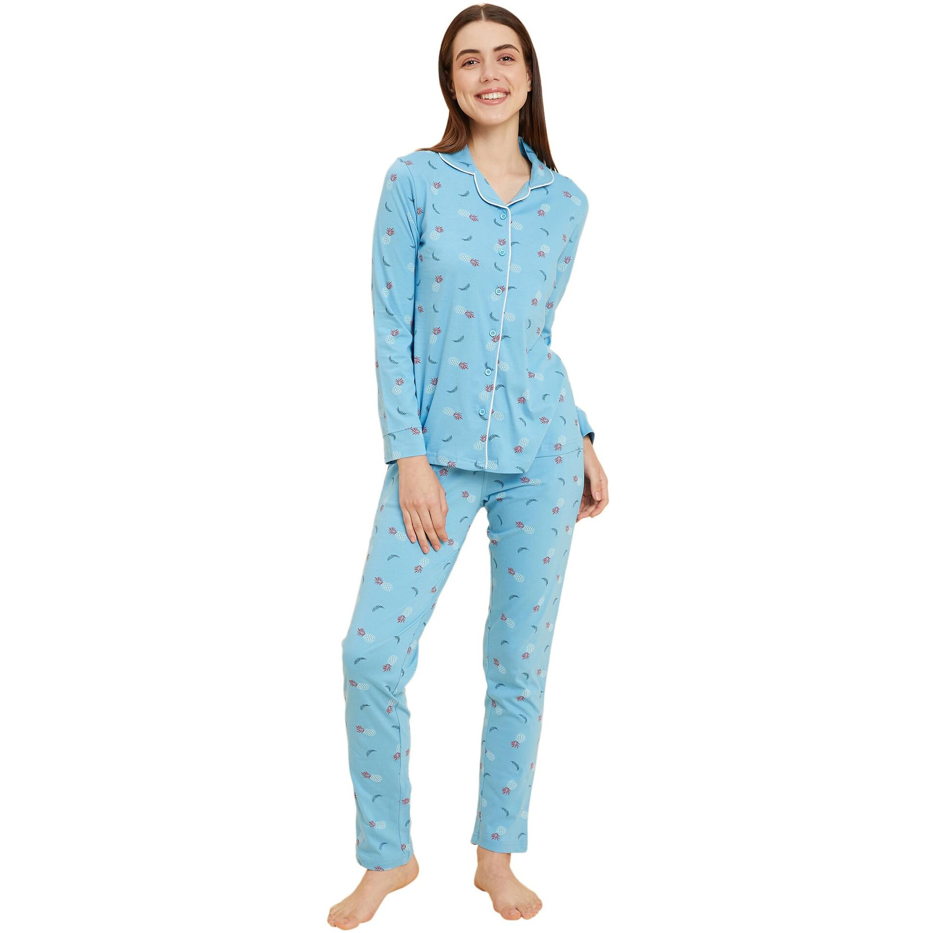 Sweet Dreams Women Printed Full Sleeves Pyjama Set