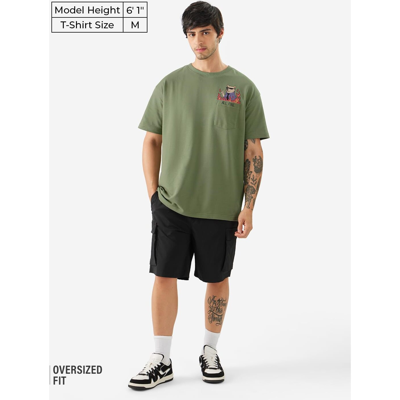The Souled Store Ted The Stoner All Fine Men And Boys Short Sleeves Round Neck Green Graphic Printed Cotton Oversized T-Shirts