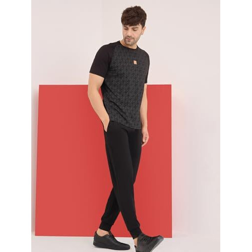 Sweet Dreams Men Printed Pyjama Set Black